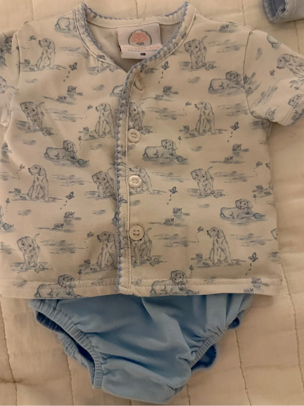 Unbranded Blue Puppy Print Kids Matching Bodysuit Set